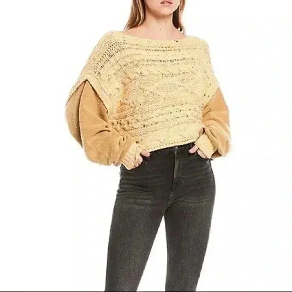 Free People Honey Cable Pullover -Sweater